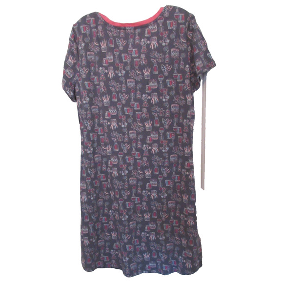 Jockey Women’s Soft Sleepwear Night Shirt Large Grey/Peach Print Shortsleeve - Picture 2 of 6